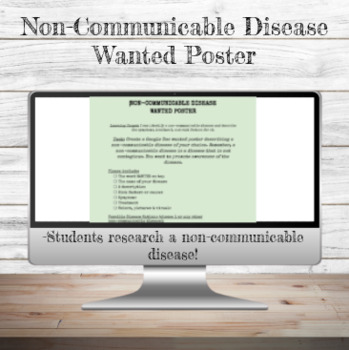 Preview of Non-Communicable Disease Wanted Poster Project | Disease | Health Education