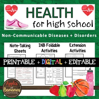 Preview of Non-Communicable Diseases and Disorders - Interactive Note-Taking Materials