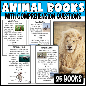 Preview of Non Fiction Animal Books: Main Topic, Key Details, Comprehension Questions