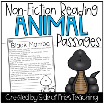 Preview of 2nd Grade Non-Fiction Animal Reading Passages with Questions
