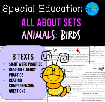 Preview of Non Fiction Animal Text Sets: All About Birds Special Education