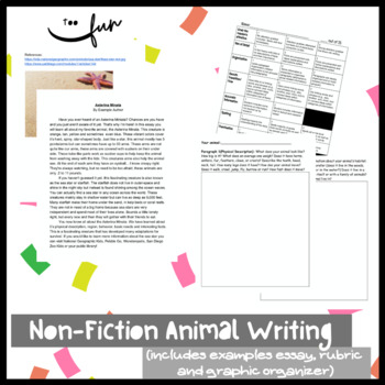 Preview of Non-Fiction Animal Writing (Graphic Organizer, Rubric, Writing Sample)