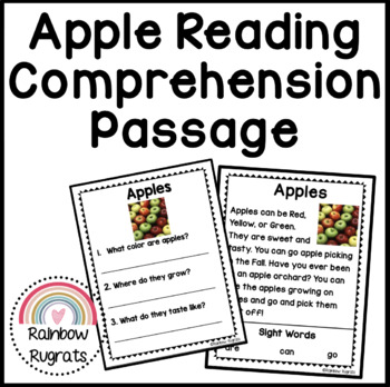 Preview of Non Fiction Apple First Grade Reading Passage