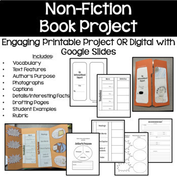 Preview of Non Fiction Book Project - Google Slides and Printable