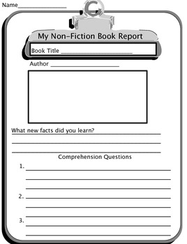 Preview of Non Fiction Book Report Form