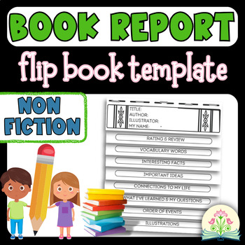 Preview of Non-Fiction Book Report Project Template 3rd Grade Flip Book Template for Books