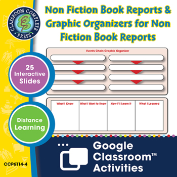 Preview of Non Fiction Book Reports & Graphic Organizers - Google Slides Gr. 5-8