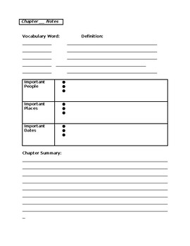 Preview of Non-Fiction Chapter Notes and Summary Template
