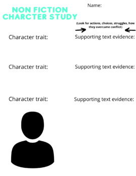 Preview of Non Fiction Character Traits with Supporting Evidence