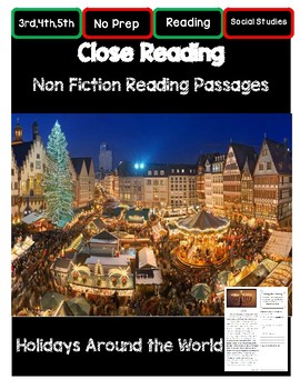 Preview of 3rd 4th 5th Grade Non Fiction Close Reading Christmas Holidays Around the World