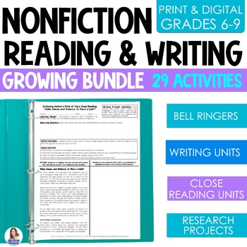 Preview of NonFiction Texts & Reading Comprehension Bundle - Argumentative Writing Tasks