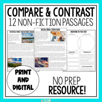 Preview of Nonfiction Compare Contrast Passages | Reading Comprehension | DIGITAL & PRINT