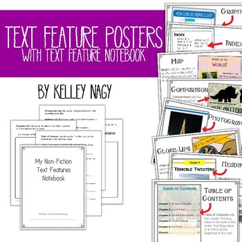 Preview of Non-Fiction Text Features Posters and Notebook