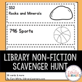 NonFiction Library Scavenger Hunt Cards School Library Activities