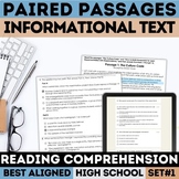 Non-Fiction Paired Passages High School Reading Comprehens