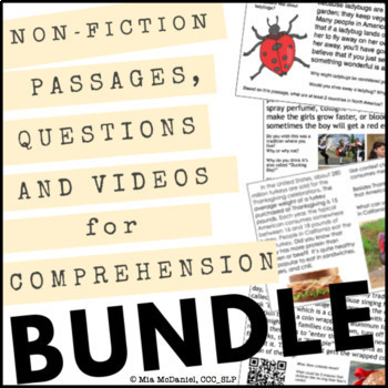 Preview of Non-Fiction Passage BUNDLE with Questions & Videos for Comprehension Skills