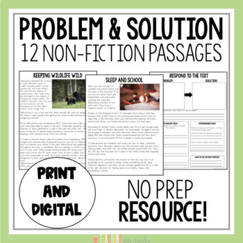 Preview of Nonfiction Problem & Solution Passages | Reading Comprehension | DIGITAL & PRINT
