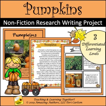 Preview of Non-Fiction Pumpkin Research Writing Project