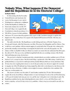 Preview of Non-Fiction Reading: An Electoral College Tie