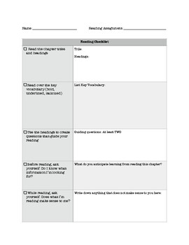 Preview of Non-Fiction Reading Checklist