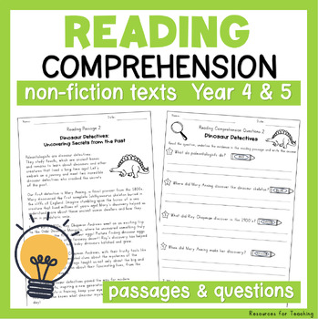 Preview of Non-Fiction Reading Comprehension Passages and Questions for Year 4 and 5