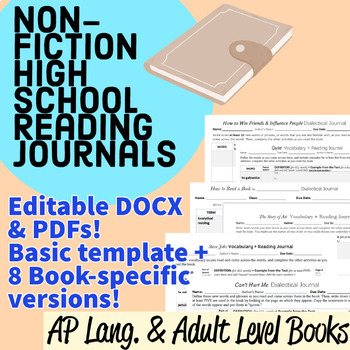 Preview of AP Lang./HS Non-Fiction Reading Journal BUNDLE--7 Books + 2 General Templates!