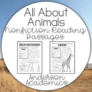 Preview of Nonfiction Reading Passages with Glossaries - All About Animals