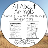 Nonfiction Reading Passages with Glossaries - All About Animals
