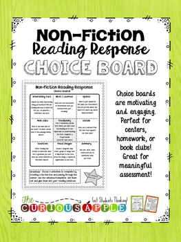 Preview of Non - Fiction Reading Response Choice Board {version 1}