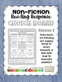 Non - Fiction Reading Response Choice Board {version 2}
