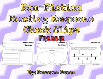 Preview of Non-Fiction Reading Response Exit Slips- Freebie