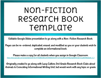 Preview of Non-Fiction Research Book Template for Google Slides (editable)