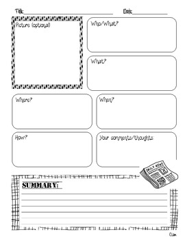 Non-Fiction Summary Graphic Organizer by Cindy Lam | TpT