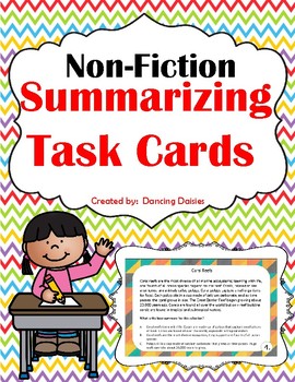 Preview of Summarizing Task Cards - Non-Fiction - Summary - Digital - Distance Learning