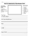 Nonfiction Summary Template Worksheets Teaching Resources TpT