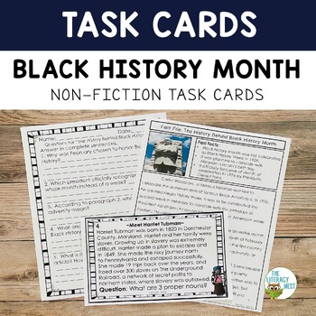 Preview of Task Cards: Black History Month Nonfiction Informational Text Literacy