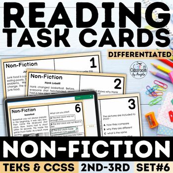 Preview of Non-Fiction Task Cards | Reading Comprehension | Differentiated | PDF & Digital