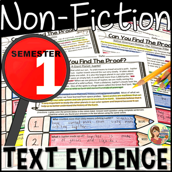 Preview of Reading Passages Text Evidence {PRINT BUNDLE Semester 1}