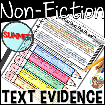 Preview of Reading Passages Text Evidence {Summer Print Edition}