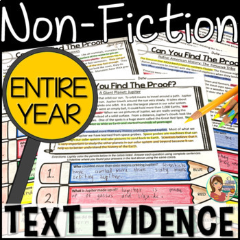 Preview of Reading Passages Text Evidence {PRINT BUNDLE ENTIRE YEAR}
