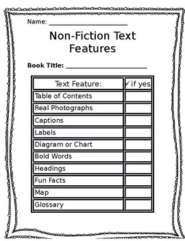 Preview of Non Fiction Text Feature Checklist {EDITABLE}