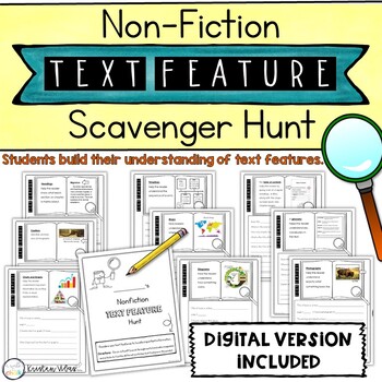 Preview of Non-Fiction Text Features Scavenger Hunt - Print AND Digital