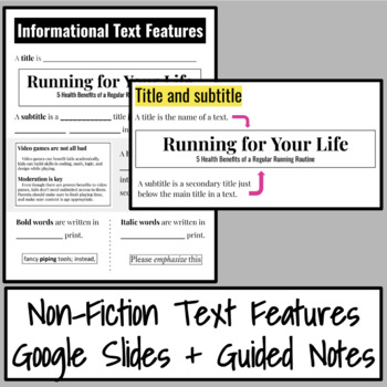 Preview of Non-Fiction Text Features Google Slides & Guided Notes