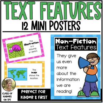 Preview of Non-Fiction Text Features  Mini Posters Kindergarten & 1st Informational Reading