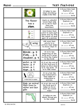 Preview of FREEBIE: Non-Fiction Text Features Pre or Post-Assessment