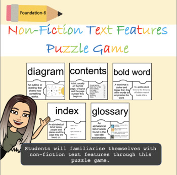 Non-Fiction Text Features Puzzle Game by Miss Kay's Resources | TPT