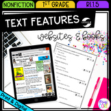 Nonfiction Text Features - 1st Grade RI.1.5 - Printable & 