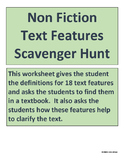 Non Fiction Text Features Scavenger Hunt for Grades 6-12