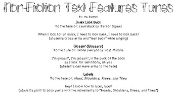 Preview of Non-Fiction Text Features Tunes Sample