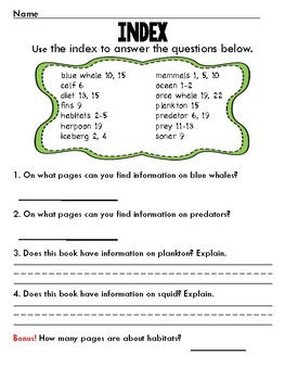 Nonfiction Text Features Worksheet Pack Ocean Animal Theme | TpT